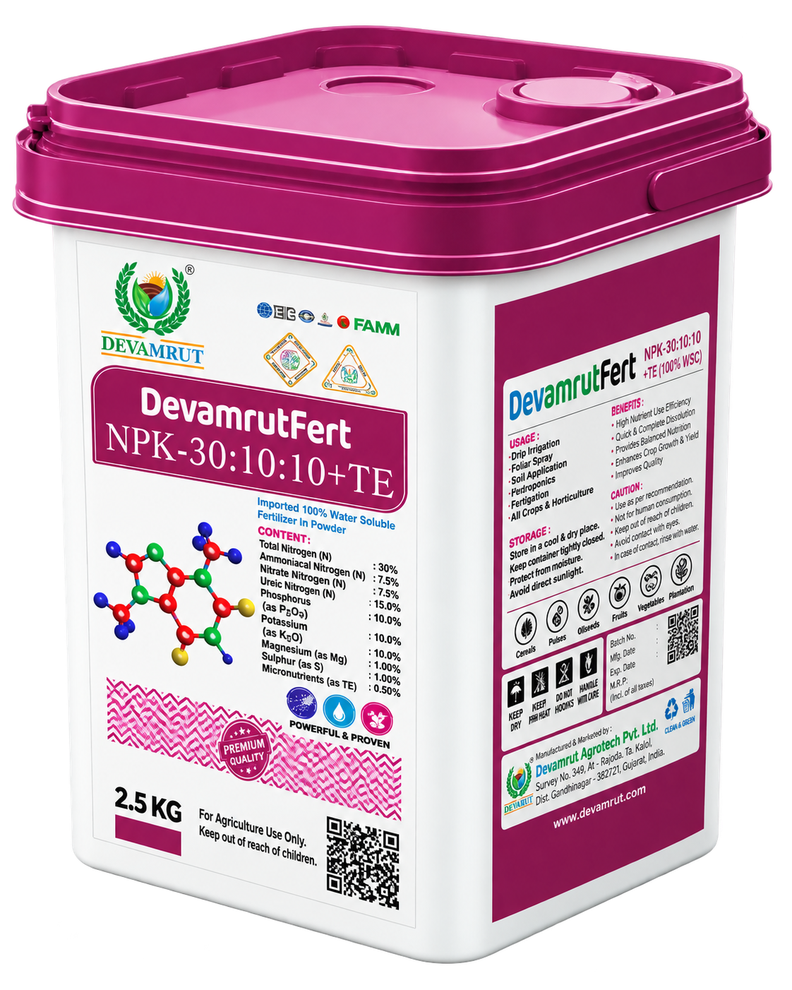 DevamrutFert NPK-30:10:10+TE 2.5 kg bucket